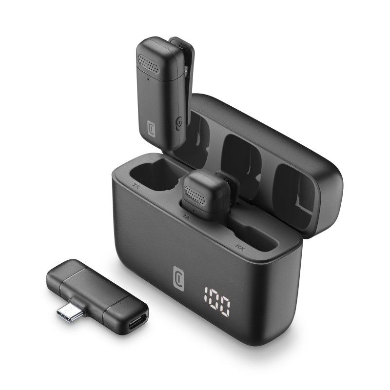 microfono wireless connettore usb-c
plug and play universale 2 microfoni  in confezione