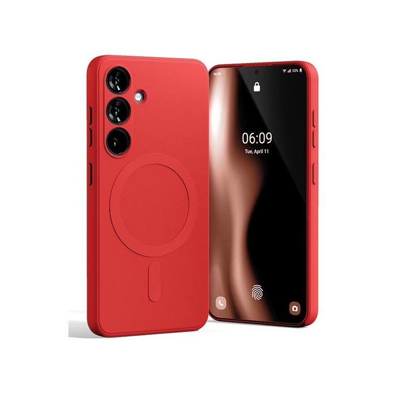 cover  silicone samsung S25 FE rossa compatibile ricarica wireless