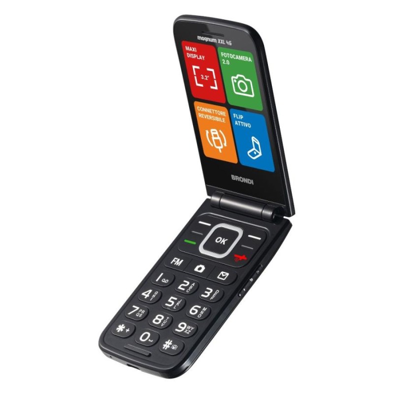 cellulare brondi magnum XXL 4Gflip attivo maxy display 3,2 tasti grandi display esterno 1,77