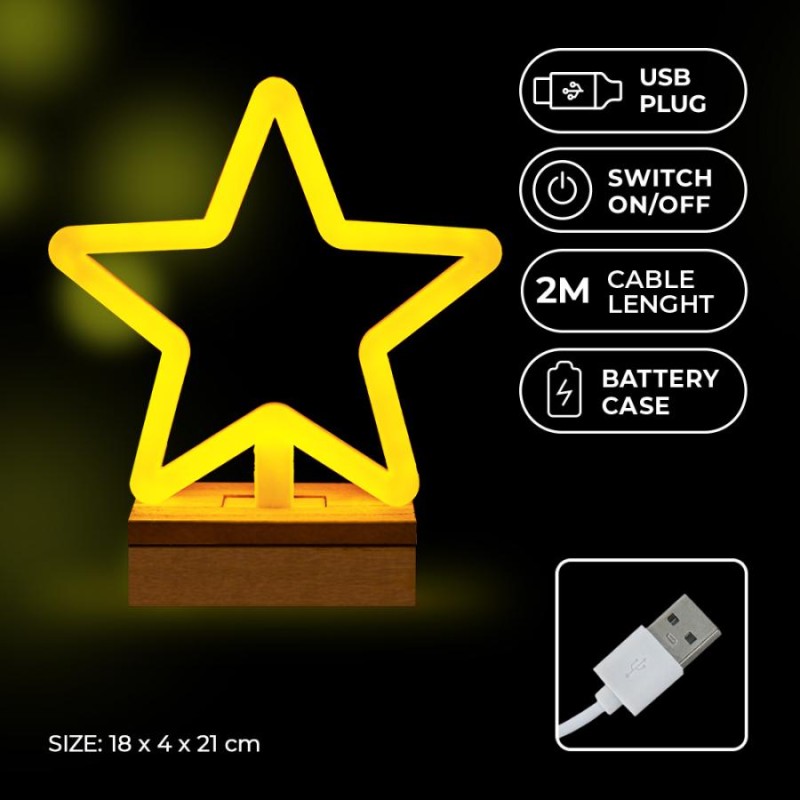 led star usb + batterie 3xAA 180x40x210mm luce  bianco calda
