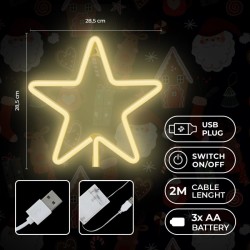 led wall christmas penta star colore bianco connettore usb + pile dimensioni 285 X 300 mm