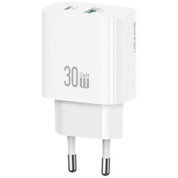 caricabatterie 30w usb + usbc gan bianco