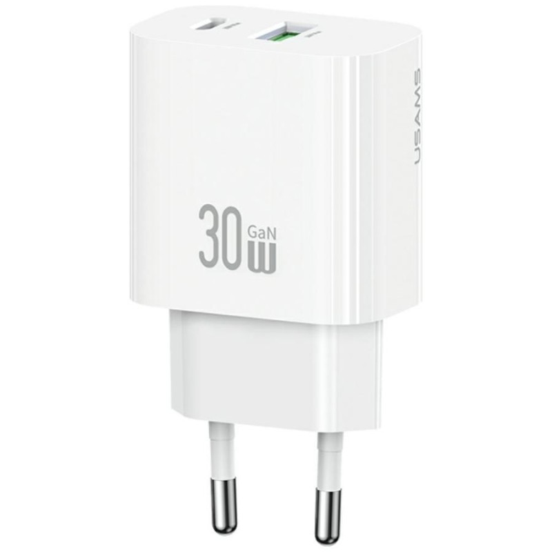 caricabatterie 30w usb + usbc gan bianco