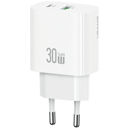 caricabatterie 30w usb + usbc gan bianco