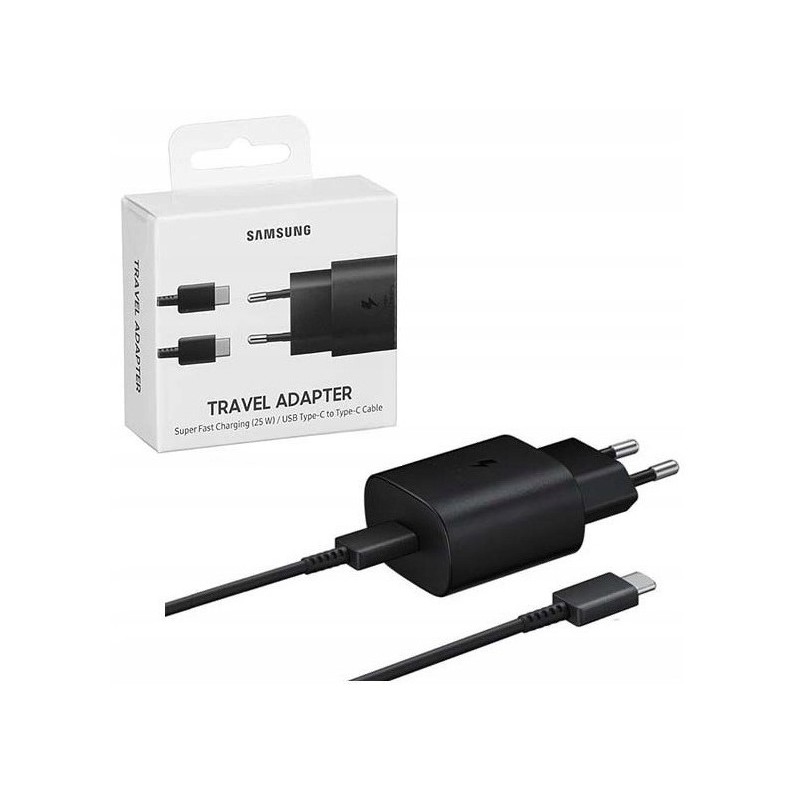 caricabatterie 25w usbc + cavo usb-c  nero