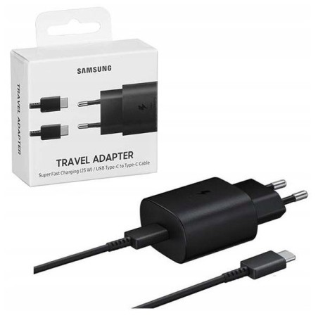 caricabatterie 25w usbc + cavo usb-c  nero