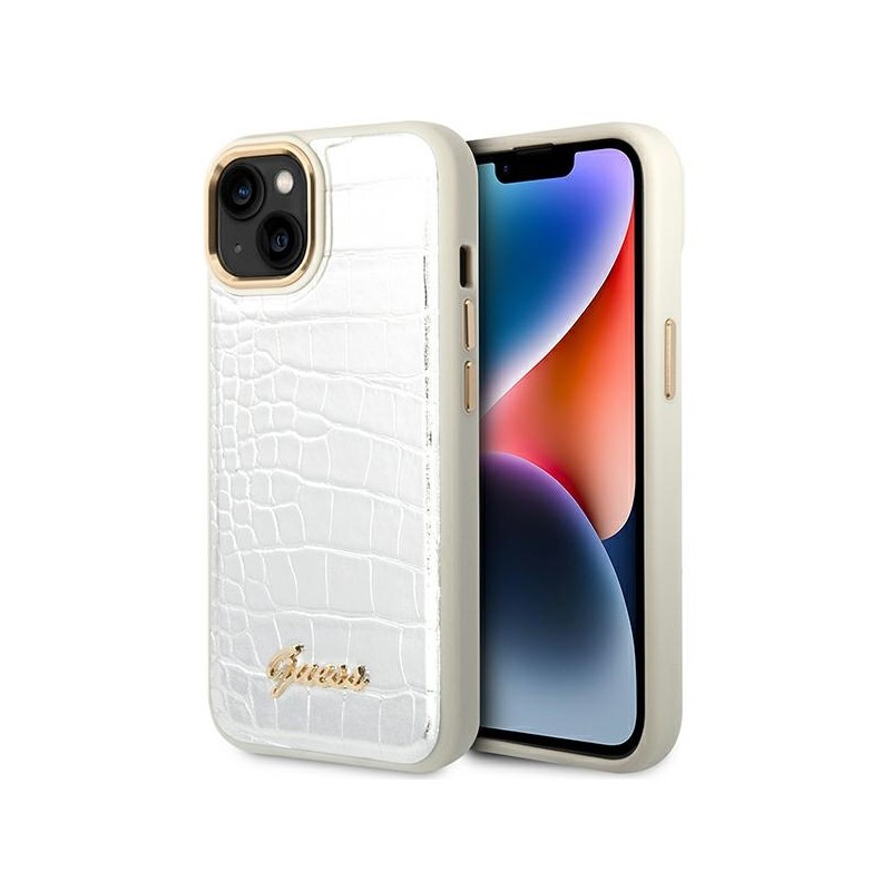 cover guess iphone 14 crocco silver