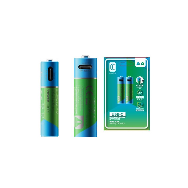  batterie ricaricabili con usb-c 2 X AAA 480 mAh