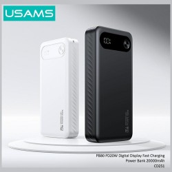 powerbank 20000 mAh 20W 3 usb-A out e 1 usb-c OUT bianca con display lcd