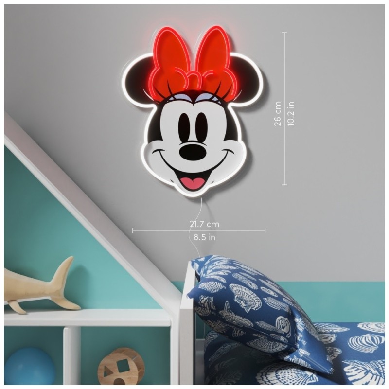 led wall neon minnie connettore usb con regolatore di intensita' dimensioni 21,7 x 26 cm