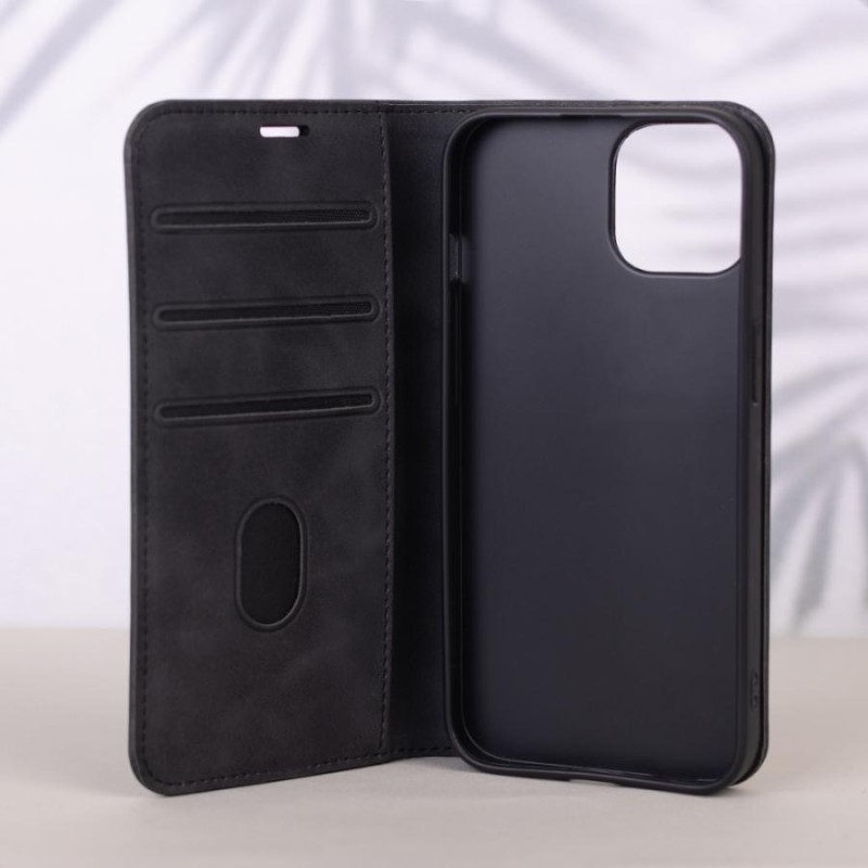 custodia a libro samsung a17 con porta carte di credito chiusura magnetica nera