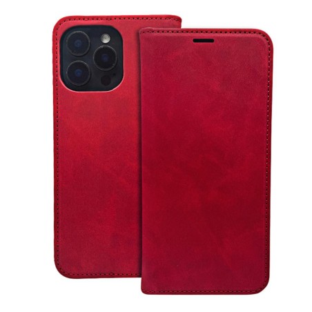 custodia a libro iphone 16E con porta carte di credito chiusura magnetica rossa
