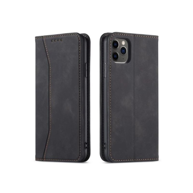 custodia a libro iphone 16E con porta carte di credito chiusura magnetica nera