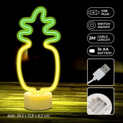 led neon ananas colore caldo alimentazione a batterie 3x AA dimensioni 45 x 185 x 275mm