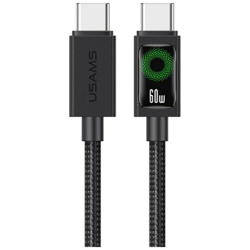cavo dati usb-c / usb-c antistrappo 120 cm 60w nero con led