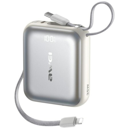 Powerbank Awei 10000 mAh 35W con cavo  usb-c e lighting