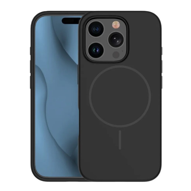 cover  silicone iphone 15 nera compatibile magsafe