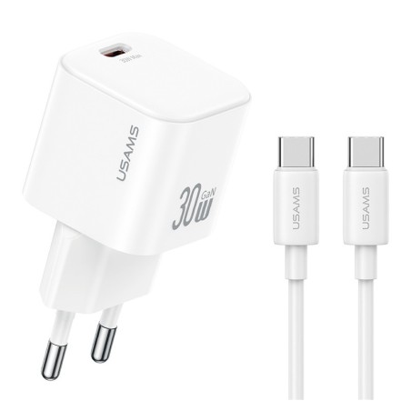 caricabatterie gan 30w usbc + cavo usbc bianco