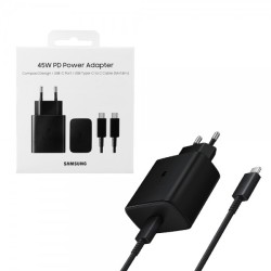caricabatterie 45w usb-c + cavo usb-c nero