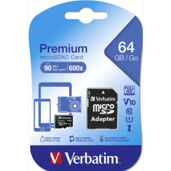 micro sd verbatim 64gb usb v10 con adattatore sd