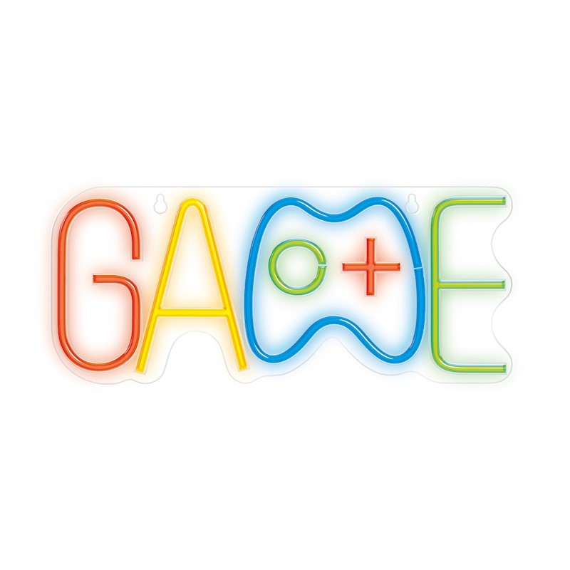 led wall neon game multicolor connettore usb con regolatore di intensita\' dimensioni 400x16x275