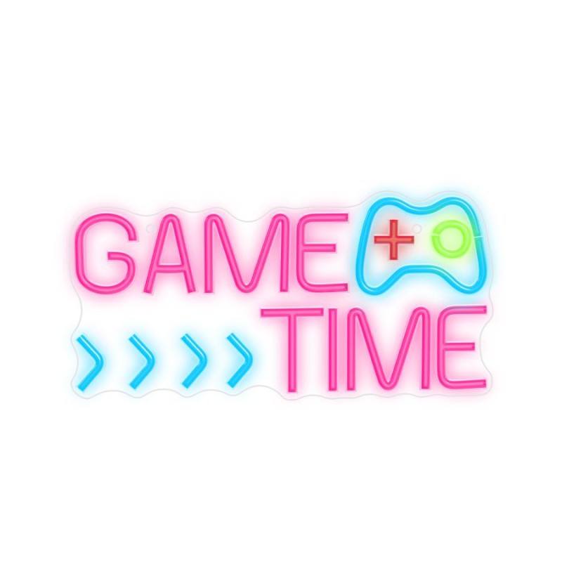 led wall neon game time multicolor connettore usb con regolatore di intensita\' dimensioni 400x16x275