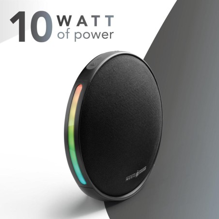 Speaker Bluetooth portatile Vora con una potenza di 10 W, luci RGB sincronizzate al ritmo della musica e un\'autonomia di 6 ore,