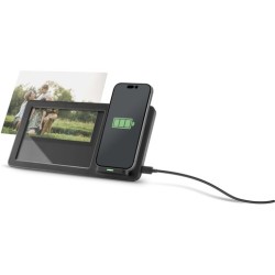 caricabatterie wireless con cornice portafoto