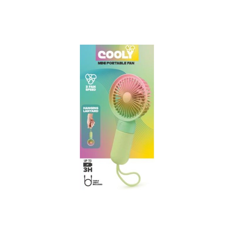 Mini ventilatore portatile ricaricabile con pratico gancio da polso,