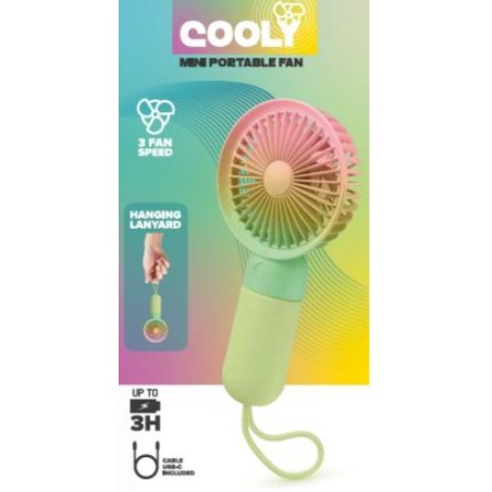 Mini ventilatore portatile ricaricabile con pratico gancio da polso,