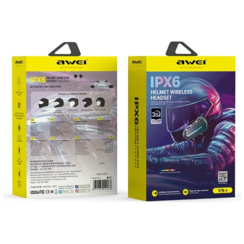 Auricolare interfono Bluetooth AWEI VS-1 per casco