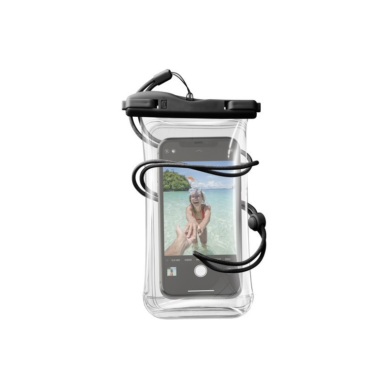 custodia waterproof  sino a 6,5" ipx8 nera con laccio da collo resistente sino a 20mt
