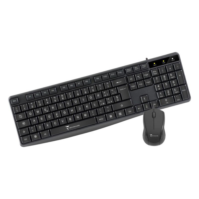 techmade Combo tastiera + Mouse a filo nera