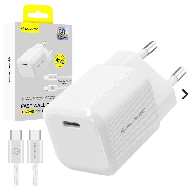 caricabatterie 33w usb-c + cavo gan bianco