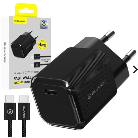 caricabatterie 33w usb-c + cavo gan nero