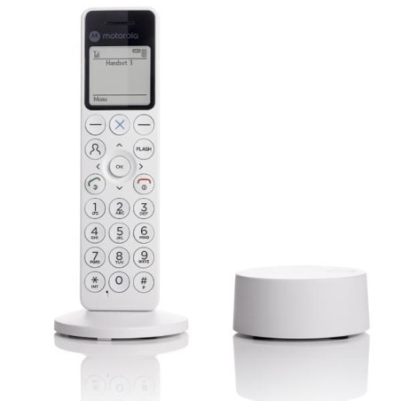 Motorola cordless digitale DOT411 bianco con unzione di segreteria integrata con capacità di registrazione fino a 100 minuti rub