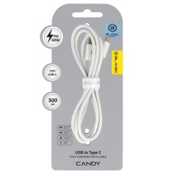 cavo dati usb-c / usb-c  300cm 60watt 3A  bianco