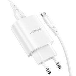 caricabatterie 2.1A usb + cavo usb-c bianco