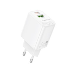 caricabatterie 30W USB QC3.0 + USB-C POWER DELIVERY 30W bianco