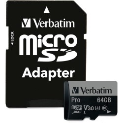 micro sd verbatim PRO 64gb usb v30 con adattatore sd