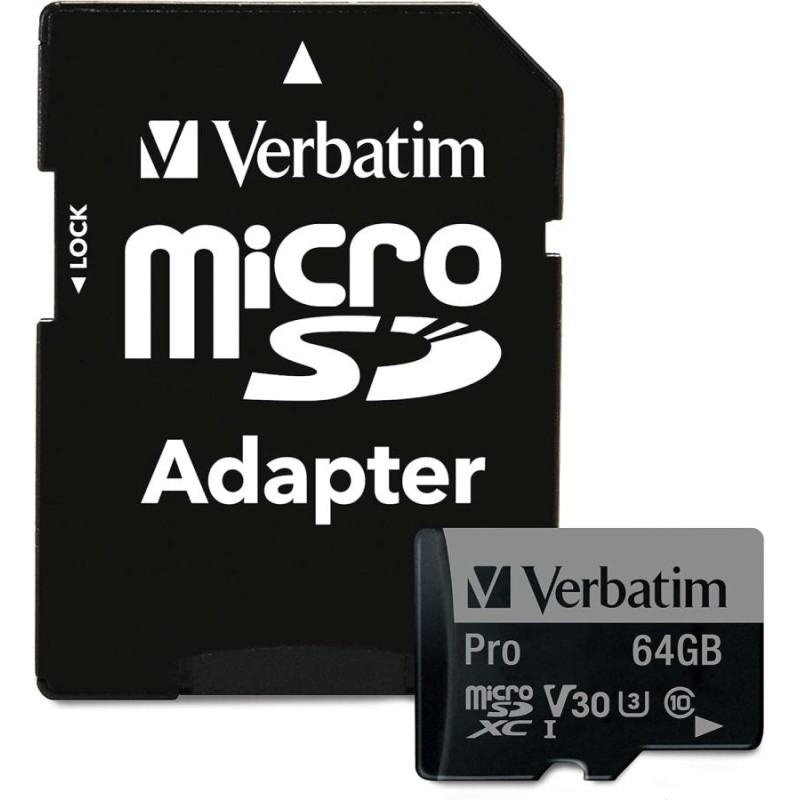 micro sd verbatim PRO 64gb usb v30 con adattatore sd