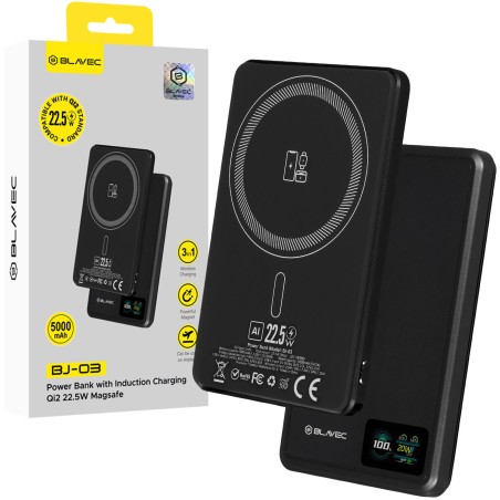 powerbank magsafe 5000 mah fast charge 22,5 watt black con display lcd