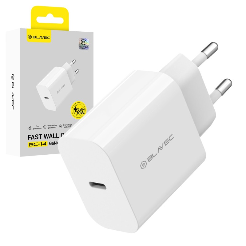 caricabatterie 30w 3A usb-c gan bianco