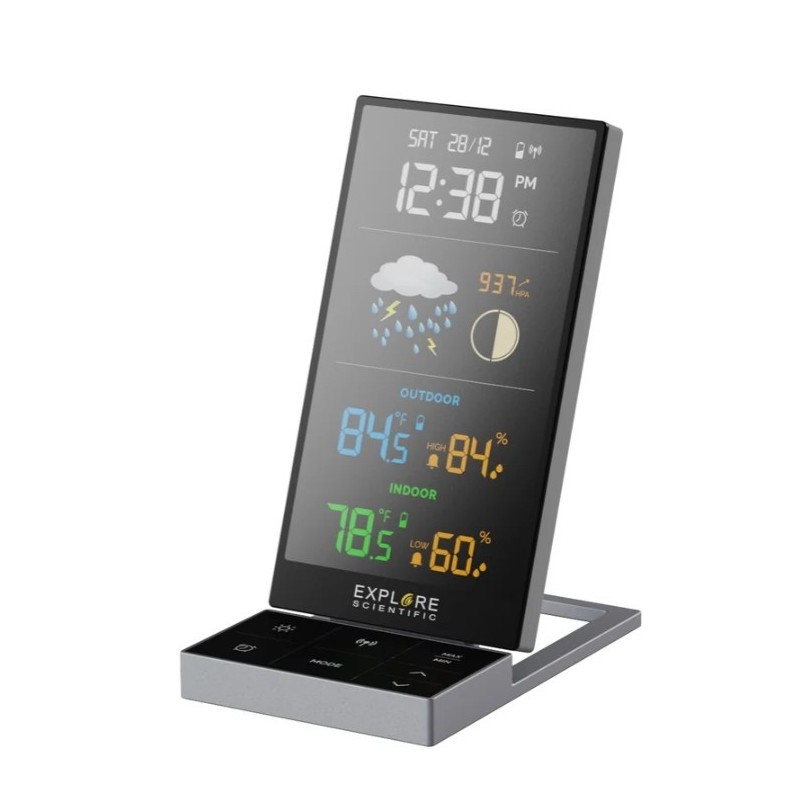 Stazione Meteo pieghevole WSH5005
 Design ribaltabile con supporto di appoggio, ideale per la scrivania, il comodino o la parete
