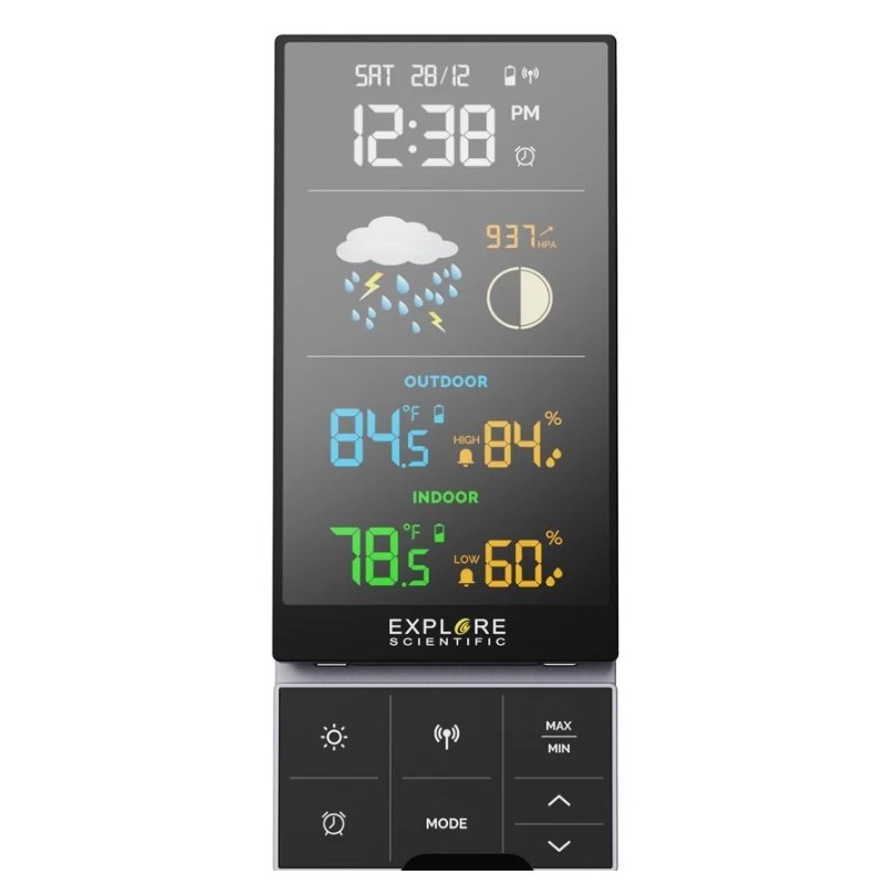 Stazione Meteo pieghevole WSH5005
 Design ribaltabile con supporto di appoggio, ideale per la scrivania, il comodino o la parete