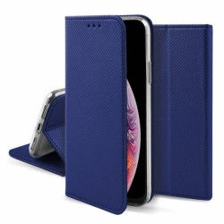 custodia a libro samsung A17 con porta carte di credito chiusura magnetica blu
