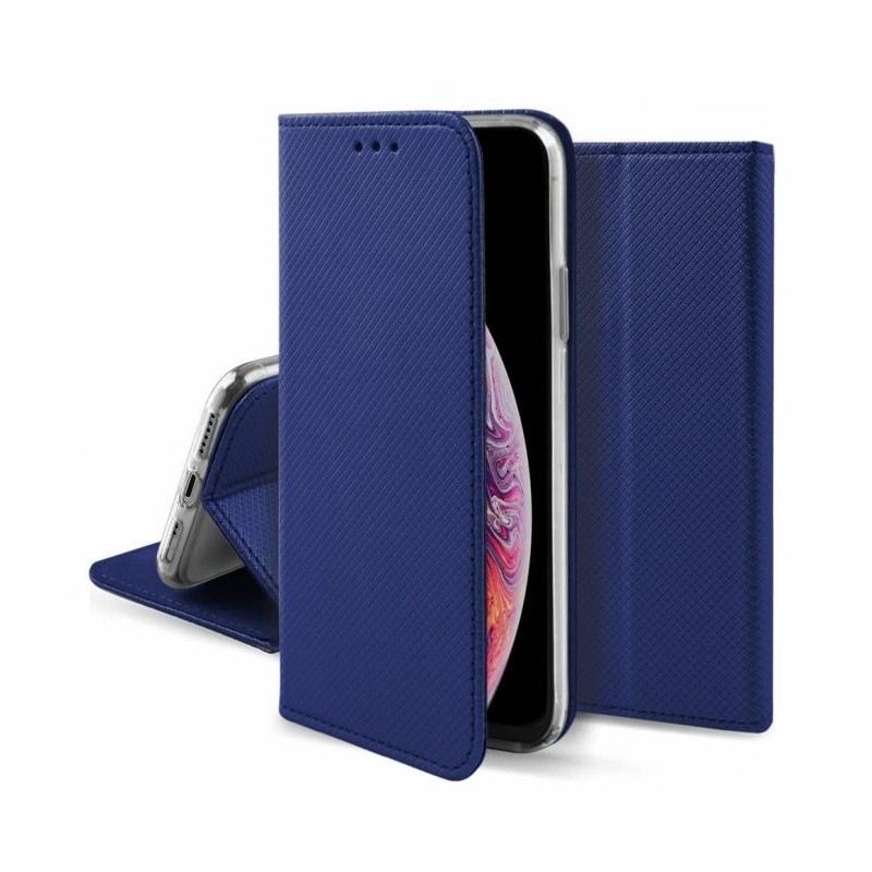 custodia a libro samsung A17 con porta carte di credito chiusura magnetica blu