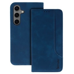 custodia a libro samsung A27 con porta carte di credito chiusura magnetica blu