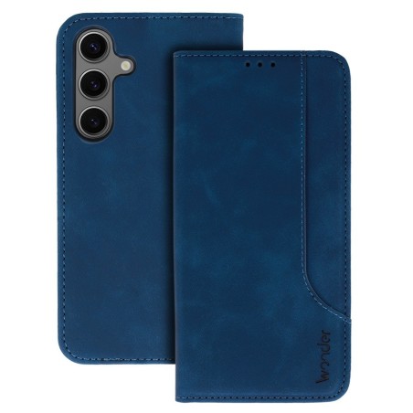 custodia a libro samsung A27 con porta carte di credito chiusura magnetica blu