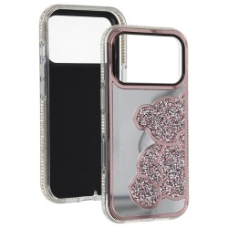 cover rigida per samsung A17 con orestto glitter rosa
